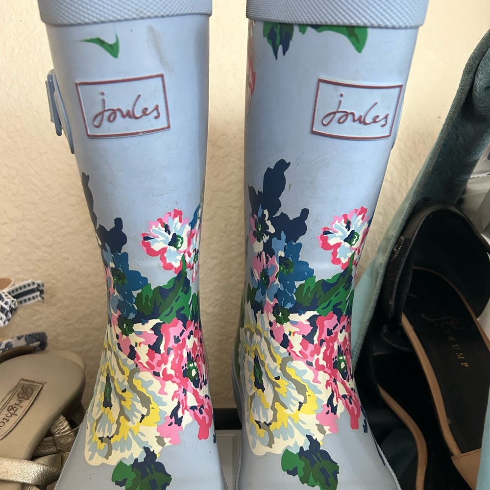 Joules Blue Floral Patterned Boots